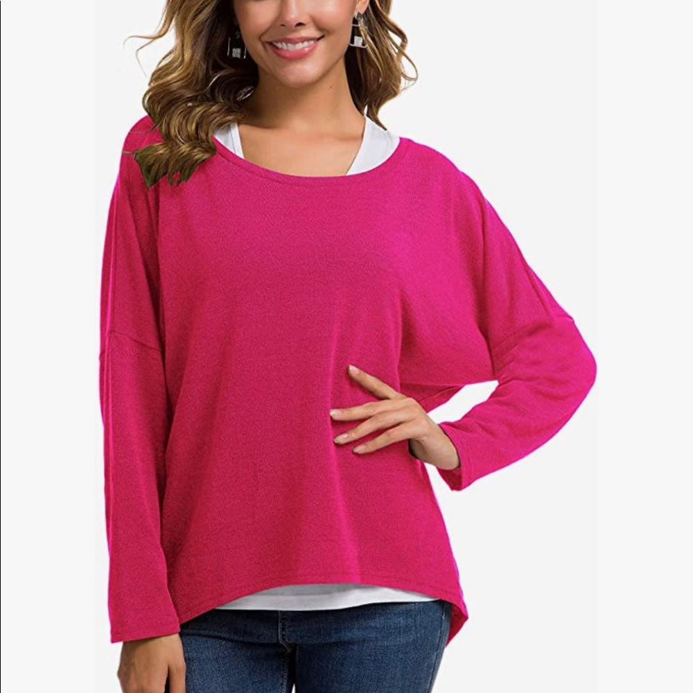 UGET Women's Oversized Baggy Tops Loose Fitting Pullover Casual Shirt